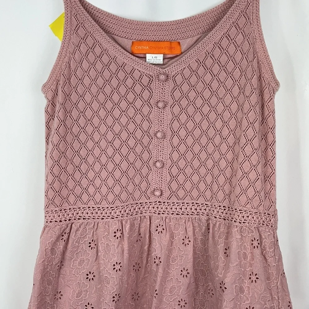 Cynthia Steffe sleeveless eyelet dress blush pink Sz L